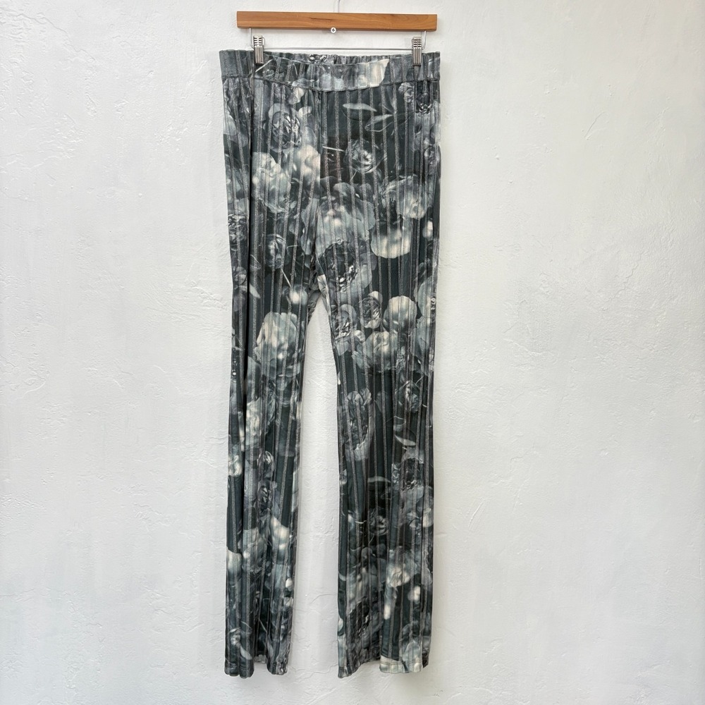 Stine Goya Andy Pants Women Size XL Striped Velvet Devore Peonies Gray New